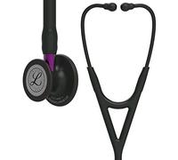 3M Littmann Cardiology IV Diagnostic Stethoscope, Black-Finish Chestpiece, Black Tube, Violet Stem and Black Headset, 27 inch, 6203