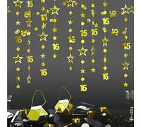 3M Long 16th Birthday Decorations,Star Garland,16th Birthday Banners For Girls,Boys 16th Birt-Hday Decor-Ations,Hanging Star Decorations,Circle And Stars Garlands For Festival Birt-Hday Wedding Party