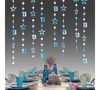 3m Long Phantom Color Star Garland Birthday Banner with Sequins,Happy 13th Birthda/y Decorations for Women,Men and Girls,Party Decorations,Happy Bir/thday Banners,Circle Dot Twinkle Stars Garland Kit