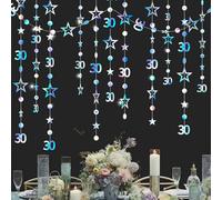 3m Long Phantom Color Star Garland Birthday Banner with Sequins,Happy 30th Bi/rthday Decorations for Women,Men and Girls,Party Decorations,Happy Birthd/ay Banners,Circle Dot Twinkle Stars Garland Kit