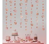 3m Long Rose Golden Star Garland Birthday Banner with Sequins,Happy 13th B/irthday Decorations for Women,Men and Girls,Party Decorations,Happy Birthd/ay Banners,Circle Dot Twinkle Stars Garland Kit