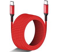 3m Long USB C to USB C Cable 100W 10ft, Type-C 20V/5A Fast PD Charger Braided Cord for MacBook Pro, iPad Pro/iMac Air, Samsung Galaxy S22 S21 Note, Tab S7, Xiaomi, Huawei, Sony PS5, iPad Mini 6,Red