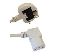 3m Mains Power Cable with 90 Degree Right Angled Kettle Type IEC Socket by electrosmart® ~ Available in black or White (White)