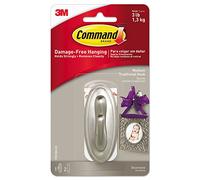 3M Metal Command Medium Decorative Hooks-Brushed Nickel 1 Hook and 2 Strips
