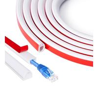 3M Mini Cable Trunking One-Cord Channel W15 H10MM- Self Adhesive Wire Cover Silicone for TV/Desk, Electric Cables Hider Wires on Wall/Floor, White Cable Management for Home Office, Gaming Rentals