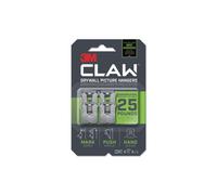3M MMM3PH25M4ES Claw Drywall Picture Hanger, Holds 25 lbs, 4 Hooks & 4 Spot Markers, Stainless Steel