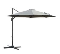 3M Offset Parasol Cantilever Hanging Umbrella 360° Rotation w/ Base Dark Grey