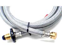 3m OVERBRAIDED Handwheel POL x W20 Caravan Pigtail Gas Hose with NRV & EFV