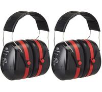 3M Peltor Optime III Ear Defenders Adults - Protective Earmuffs with Headband, Hearing Protection Against High Noise Levels in Industrial Settings, 35 dB, Black/Red (Pack of 2)