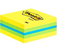 Post-it Notes - Mini Cube - Neon Yellow, Ultra Green, Ultra Blue, Ultra Green, Neon Yellow - 400 Sheets - 51 mm x 51 mm