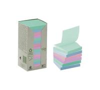 Post-it R3301RPT 76mm x 76mm Recycled Z-Notes Pad Tower Pack - Pastel Rainbow (Box of 16, 100 Sheets Per Pad)