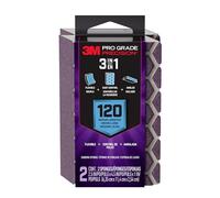 3M Pro Grade Precision 3-in-1 Sanding Sponge, 120 Grit Medium, 2 Sponges, Washable & Reusable, for Wood, Metal, Drywall, and Surface Prep - Flexible Foam, Contoured, Angled, Flat