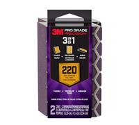 3M Pro Grade Precision 3-in-1 Sanding Sponge, 220 Grit Fine, 2 Sponges, Washable & Reusable, for Wood, Metal, Drywall, and Paint Prep - Flexible Foam, Contoured, Angled, Flat