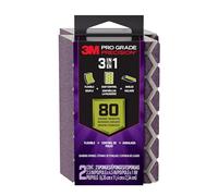 3M Pro Grade Precision 3-in-1 Sanding Sponge, 80 Grit Coarse, 2 Sponges, Washable & Reusable, for Wood, Metal, Drywall, and Heavy Material Removal - Flexible Foam, Contoured, Angled, Flat