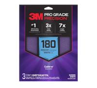 3M Pro Grade Precision Sanding Sheets with No-Slip Grip, 9 x 11 in, 180 Grit, 3-Pack (SHR180-PGP-3T)