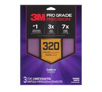 3M Pro Grade Precision Sanding Sheets with No-Slip Grip, 9 x 11 in, 320 Grit, 3-Pack (SHR320-PGP-3T)