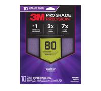 3M Pro Grade Precision Sanding Sheets with No-Slip Grip, 9 x 11 in, 80 Grit, 10-Pack (SHR80-PGP-10T)