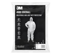 3M Protective Coverall 4500, Category 1, White, Large, 1/Pack