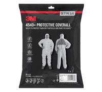 3M Protective Coverall 4540+, CE Type 5/6, White with blue triangle, Extra Large, 1/Pack