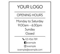 3M Quality Sticker Opening Hours Times for Store Window Lasts 7-10 Years