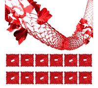 3M Red Foil Christmas Ceiling Decorations Hanging Ornaments,12 PCS | Twelve-pack crimson metallic streamers; shimmering vintage roof banners; festive holiday indoor layout for wedding parties