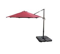 3m Red Octagon Parasol With Cross Base and 65mm Aluminium Pole Sun Shade Garden Outdoor Beach Patio Canopy Shelter Umbrella Cantilever
