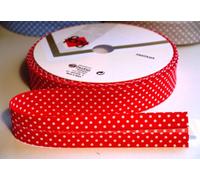 3M Red Polka Dot Bias Binding Tape 25mm. Useful in many sewing, bunting and craft projects. (Cut from roll)