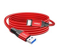 3M Red USB C Cable 10Gbps Data Transfer, Extra Long USB 3.2 Gen 2 to USB C Sync Lead 3.1A Type C Charger Cord Fast Charging for iPhone 16 Pro, Samsung Galaxy S23, PS5 Controller, Webcam