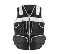 3M Reflective stripes Safety Vest knitted and Oxford Hi-vis Vest with pockets Bright Construction Workwear for men women, Black, XXXXL