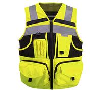 3M Reflective stripes Safety Vest knitted and Oxford Hi-vis Vest with pockets Bright Construction Workwear for men women, Hi-vis Yellow, XXXXXL