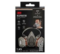 3M Spray Paint Respirator Half-mask 6002C with Removable Filters, Protection Level A2P2 against organic gases, vapours & dust, Reusable Respirator with Valve for easy breathing, 1 Kit (Mask & Filters)
