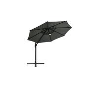 3m Round Cantilever Parasol with Solar LED Lights - 360° Rotation Aluminum Outdoor Umbrella - Weather-Resistant Polyester Canopy for European Gardens The hot sale Dark Grey One Size