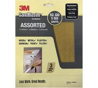 3M Sandblaster Sandpaper Assorted Pack 3 Sheets/pack