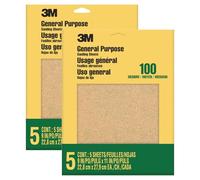 3M Sandpaper, 100 Grit, 5 Sheets, 9 in x 11 in, Sands Paint, Wood & Metal, Great for General Purpose Sanding, Medium Aluminum Oxide Sand Paper (9002NA-20), 2-Pack