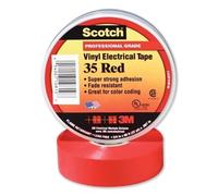 3M Scotch 35 Color Coding Electrical Tape, 0 To 105 Degree C, 1250Mv Dielectric Strength, 20' Length X 1/2" Width, Red