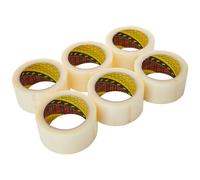 3M Scotch 371 Box Sealing Tape - Pack of 6, Transparent, 50 mm x 66 m