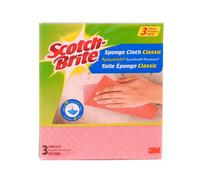 3M Scotch-Brite Classic Pink Sponge Cloths (3 Pieces) | Ultra-Absorbent, Durable Cleaning Cloths for Kitchen and Household Use, Machine Washable