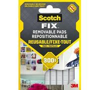 Scotch Fix Removable Adhesive Pads Holds Up To 300g 11mm x 15mm (36 Pads Per Str