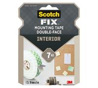 Scotch-Fix Interior Double-Sided Mounting Tape, Strong Bond, White - 1 Roll (19mm x 5m) for Indoor Use on Multiple Surfaces - No Tools Needed - Holds Up to 7 kg