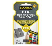 3M Scotch-Fix Removable Grey Mounting Adhesive Square (L)12.7mm (W)12.7mm, Pack Of 64