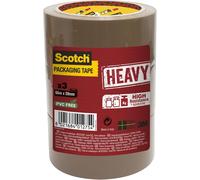 3M Scotch Heavy Duty Packaging Tape, 66m x 50mm, 3 Rolls of Strong Brown Packing