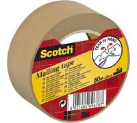 3M Scotch Mailing Paper Tape Brown, 1 Roll, 50 mm x 50 m