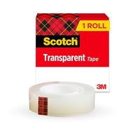 3M Scotch Transparent Glossy Tape, 3/4" x 1296", 1" Core, Clear