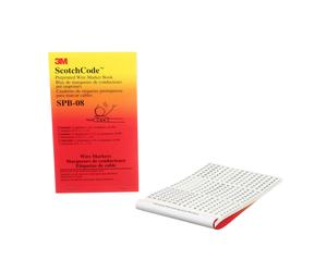 3M ScotchCode Pre-Printed Wire Marker Book SPB-08 black print on a white background highlights the characters
