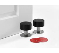 3M Self Adhesive Door Stop, 2-in-1 Installation with Tape or Screws, Floor and Wall Mounted Door Stopper with Noise Dampening Rubber, Door Stopperss (Black, Pack of 2)