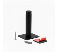 3M Self Adhesive Door Stop, 2-in-1 Installation with Tape or Screws, Floor and Wall Mounted Door Stopper with Noise Dampening Rubber, Door Stoppers for Skirtings (Black, Pack of 1-LDS)