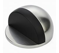 3M Self Adhesive Door Stop, 2-in-1 Installation with Tape or Screws, Floor and Wall Mounted Door Stopper with Noise Dampening Rubber, Door Stoppers (Silver, Pack of 1 (Half Moon))