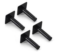 3M Self Adhesive Door Stop, 2-in-1 Installation with Tape or Screws, Floor and Wall Mounted Door Stopper with Noise Dampening Rubber, Door Stoppers for Skirtings (Black, Pack of 4-LDS)
