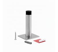 3M Self Adhesive Door Stop, 2-in-1 Installation with Tape or Screws, Floor and Wall Mounted Door Stopper with Noise Dampening Rubber, Door Stoppers (Silver, Pack of 1-LDS)