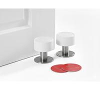 3M Self Adhesive Door Stop, 2-in-1 Installation with Tape or Screws, Floor and Wall Mounted Door Stopper with Noise Dampening Rubber, Door Stoppers(White, Pack of 2)